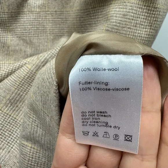 AKRIS PUNTO Tan Sleeveless Check Wool Midi Dress Size Medium