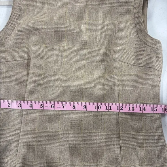 AKRIS PUNTO Tan Sleeveless Check Wool Midi Dress Size Medium