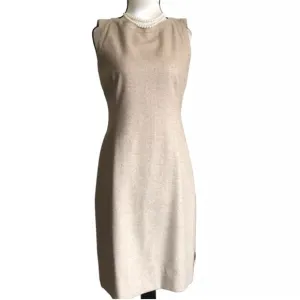 AKRIS PUNTO Tan Sleeveless Check Wool Midi Dress Size Medium