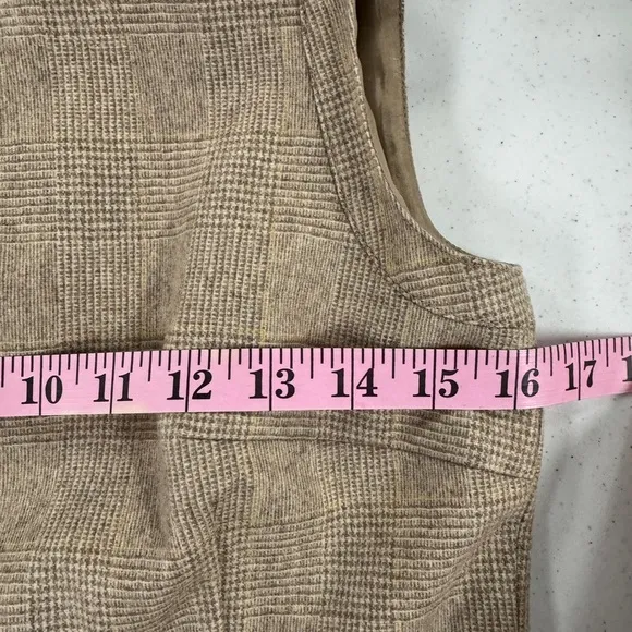AKRIS PUNTO Tan Sleeveless Check Wool Midi Dress Size Medium