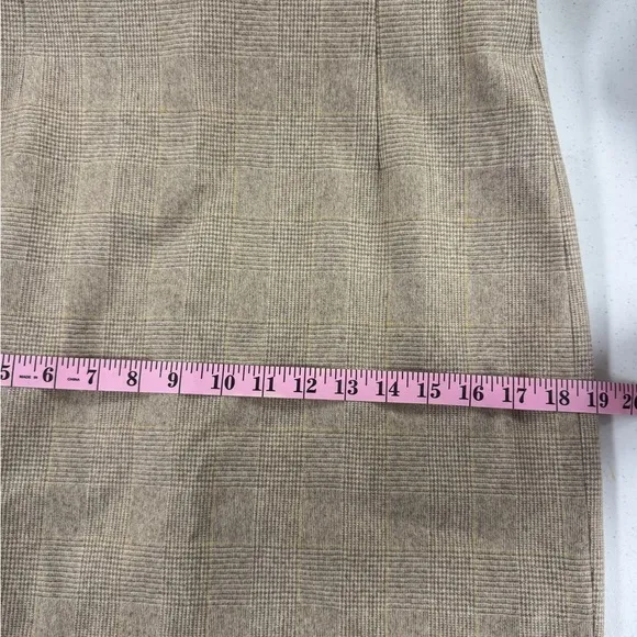 AKRIS PUNTO Tan Sleeveless Check Wool Midi Dress Size Medium