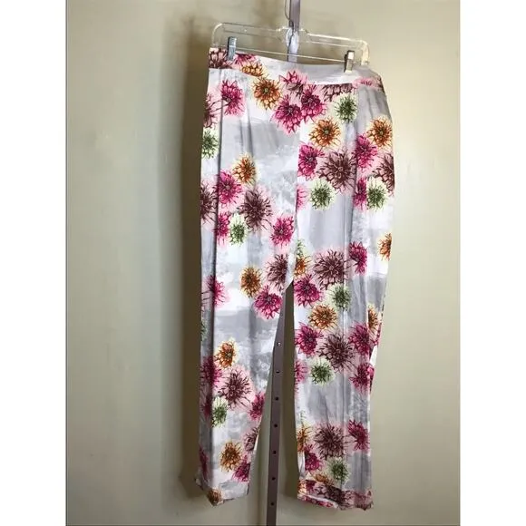 Ala Von Auersperg Women Floral Silk Blend Pants Sz. 14 NWT  Luxury Elegant Suit