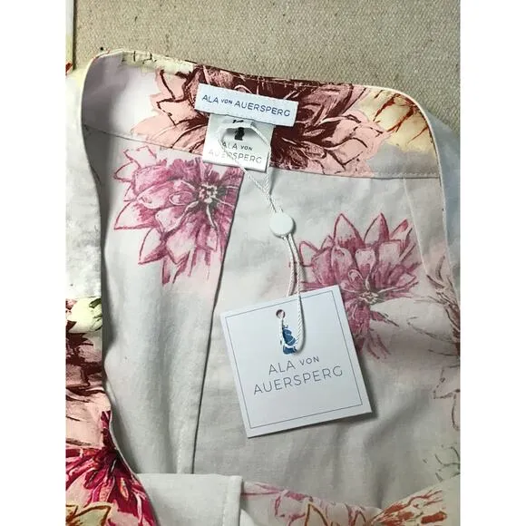 Ala Von Auersperg Women Floral Silk Blend Pants Sz. 14 NWT  Luxury Elegant Suit