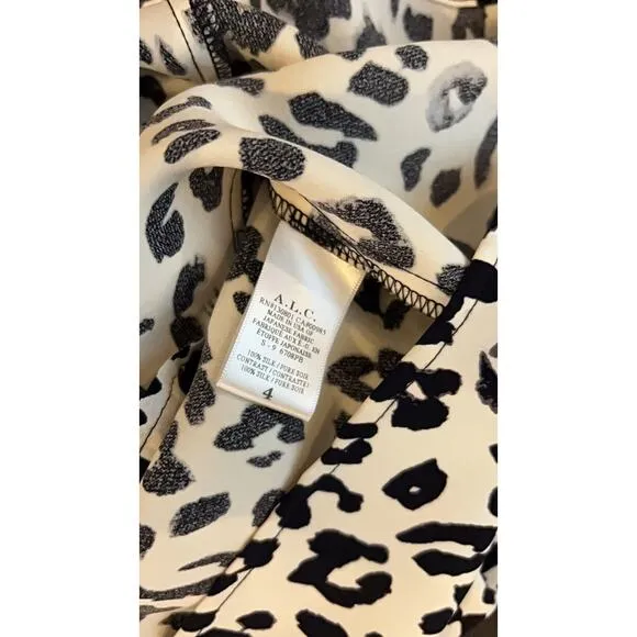 A.L.C Designer Leopard Mafia Wife Luxury Size 4 Business Long Sleeve Knee