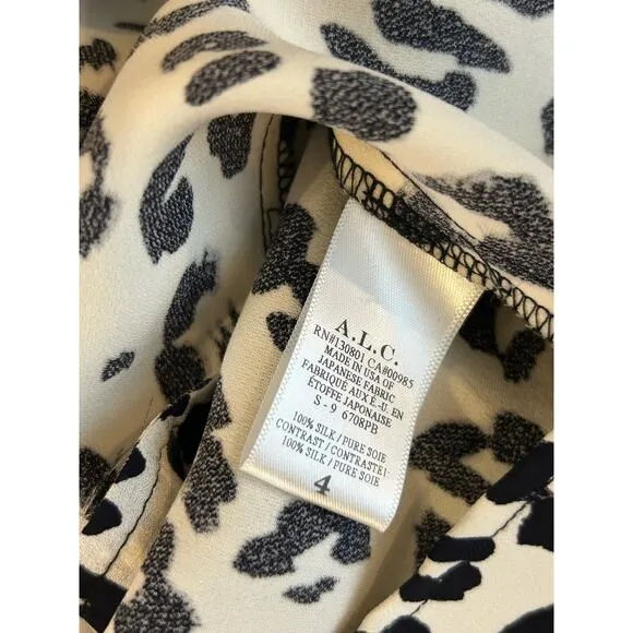 A.L.C Designer Leopard Mafia Wife Luxury Size 4 Business Long Sleeve Knee