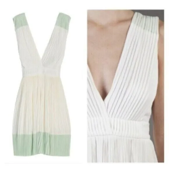 ALC Silk Plunge Feminine Contemporary Cocktail Party Holiday Zenya Mini Dress
