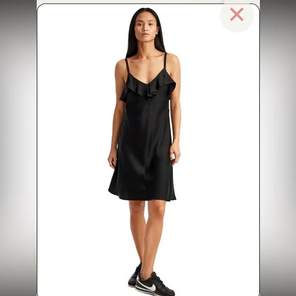A.L.C. Silk Ruffle 90s mini slip dress spaghetti strap satin grunge elegant lbd