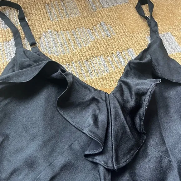 A.L.C. Silk Ruffle 90s mini slip dress spaghetti strap satin grunge elegant lbd