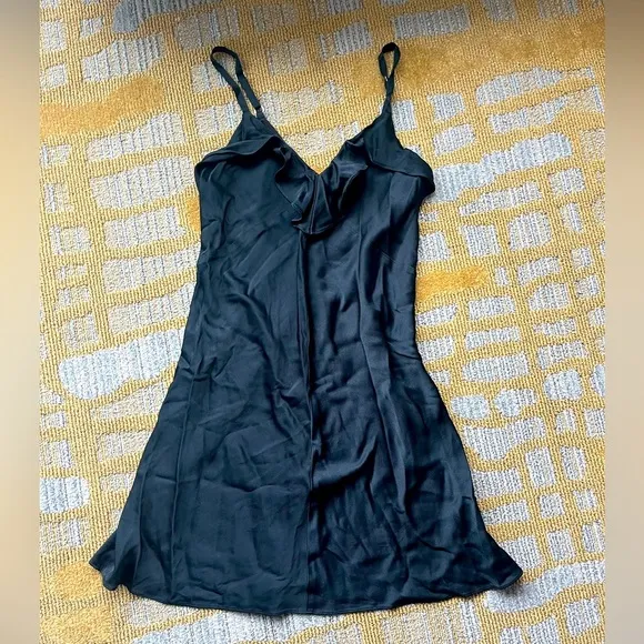 A.L.C. Silk Ruffle 90s mini slip dress spaghetti strap satin grunge elegant lbd