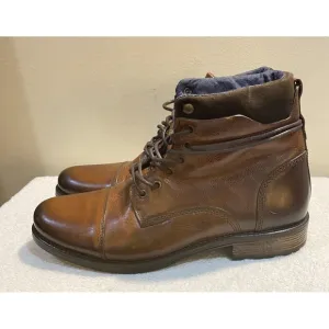 ALDO Mens Leather Ankle Boots Size 12 Brown Lace Up Rubber Bottom EUC