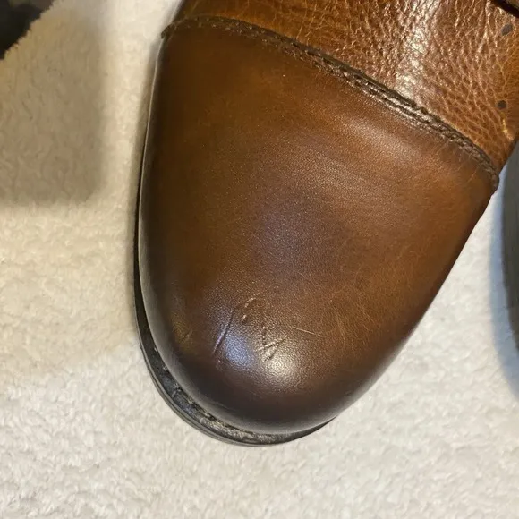 ALDO Mens Leather Ankle Boots Size 12 Brown Lace Up Rubber Bottom EUC