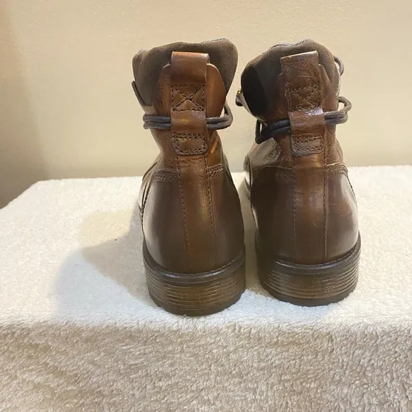 ALDO Mens Leather Ankle Boots Size 12 Brown Lace Up Rubber Bottom EUC