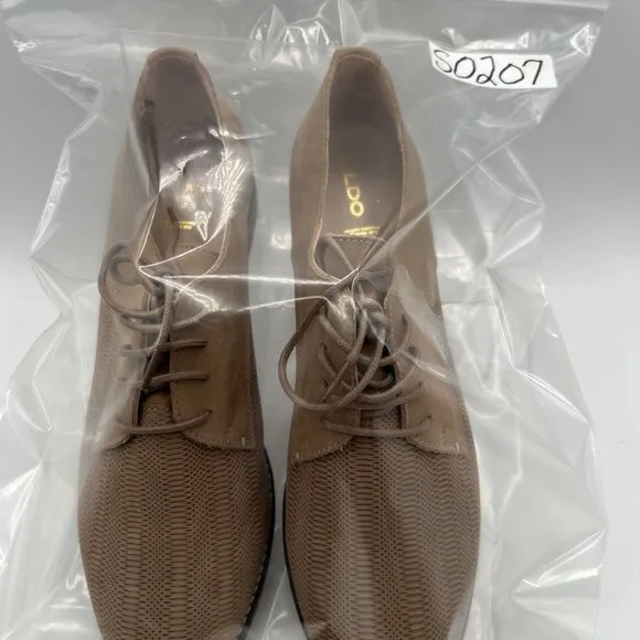 ALDO NEW Mens10 Maedagua Lace Up Oxford Shoes Suede Mesh Beige Portugal Made