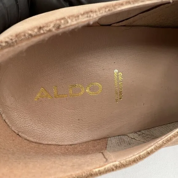 ALDO NEW Mens10 Maedagua Lace Up Oxford Shoes Suede Mesh Beige Portugal Made