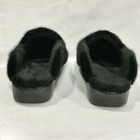 Alegria Leisurelee 2 Cozy Black Slippers Sz 41 EU New 26.5 cm Faux Fur