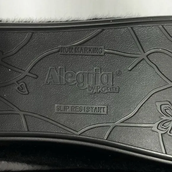 Alegria Leisurelee 2 Cozy Black Slippers Sz 41 EU New 26.5 cm Faux Fur