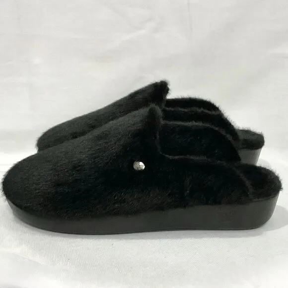 Alegria Leisurelee 2 Cozy Black Slippers Sz 41 EU New 26.5 cm Faux Fur