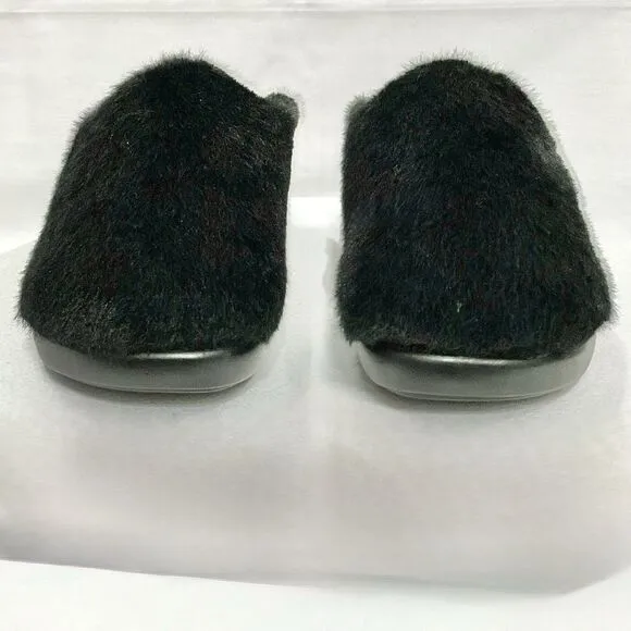 Alegria Leisurelee 2 Cozy Black Slippers Sz 41 EU New 26.5 cm Faux Fur