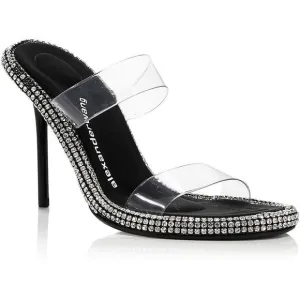 Alexander Wang Womens Nova Black Rhinestone Slip On Dressy Heels Shoes New