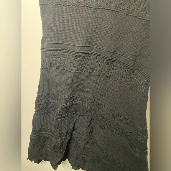 Alexis Black Crochet Sheer Paisley Knit Dress Minimalist Neutral LBD