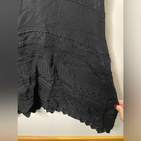 Alexis Black Crochet Sheer Paisley Knit Dress Minimalist Neutral LBD