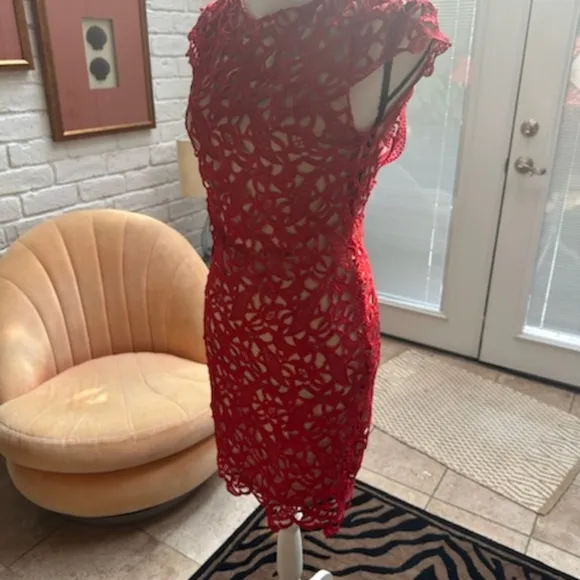 Alice and Olivia Red Lace Dress