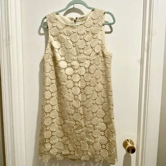 Alice   Olivia Clyde Retro 60s Luxury Christmas Wedding Gold Shift Dress 12