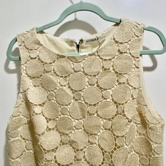Alice   Olivia Clyde Retro 60s Luxury Christmas Wedding Gold Shift Dress 12