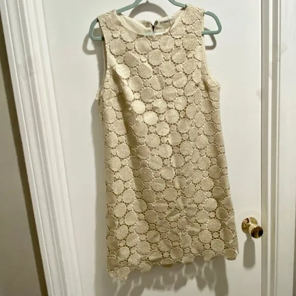Alice   Olivia Clyde Retro 60s Luxury Christmas Wedding Gold Shift Dress 12
