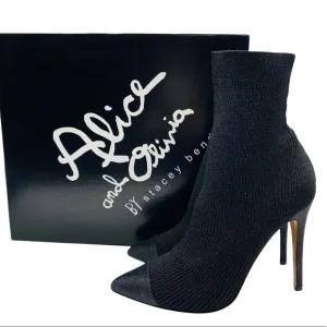 Alice   Olivia Women's Boots Darbin Black Stretch Heeled Point Toe Ankle Size 9