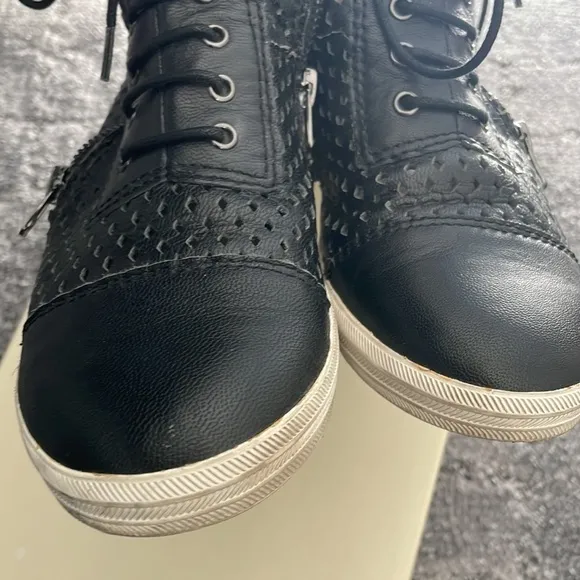 All Black high top perforated zipper shoes 37