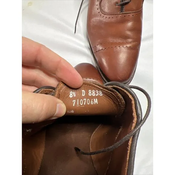 Allen Edmonds 8838 Vernon Brown Leather Dress Oxford Shoes Men's US 8.5 D