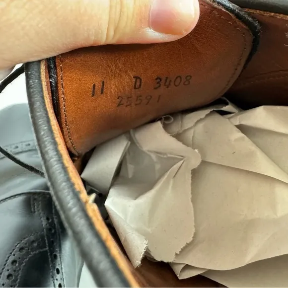 Allen Edmonds Alden cap top Black calfskin leather Derby size 11 D Dress Shoes