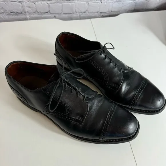 Allen Edmonds Alden cap top Black calfskin leather Derby size 11 D Dress Shoes