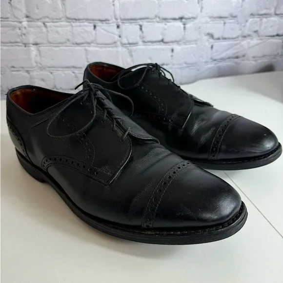 Allen Edmonds Alden cap top Black calfskin leather Derby size 11 D Dress Shoes