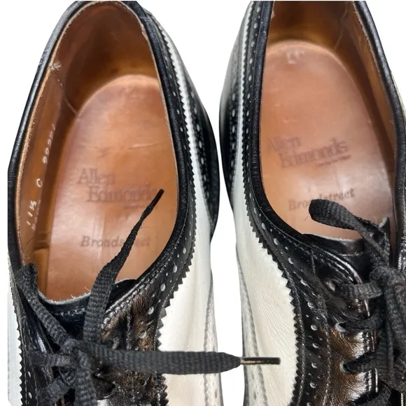 ALLEN EDMONDS Broadstreet Spectator Wingtip Oxford Black White Mens Size 11.5 C