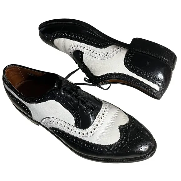 ALLEN EDMONDS Broadstreet Spectator Wingtip Oxford Black White Mens Size 11.5 C