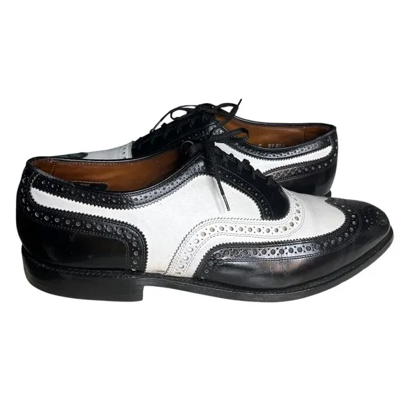 ALLEN EDMONDS Broadstreet Spectator Wingtip Oxford Black White Mens Size 11.5 C