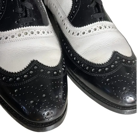 ALLEN EDMONDS Broadstreet Spectator Wingtip Oxford Black White Mens Size 11.5 C