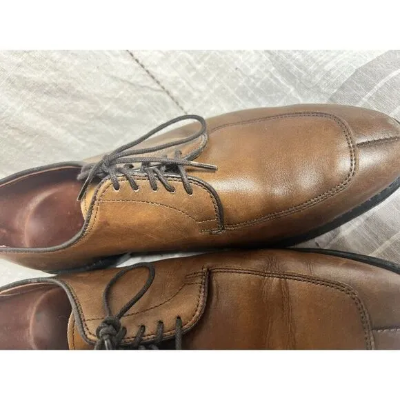 Allen Edmonds Delray Split Toe dress shoes tan walnut brown 7.5