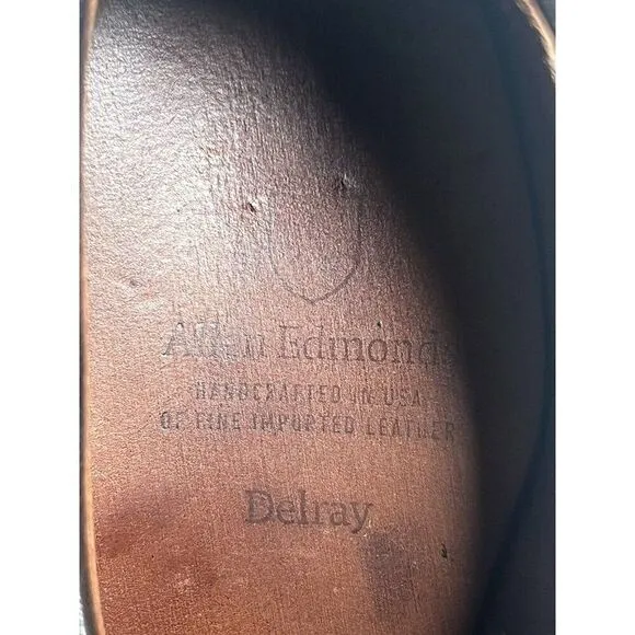 Allen Edmonds Delray Split Toe dress shoes tan walnut brown 7.5