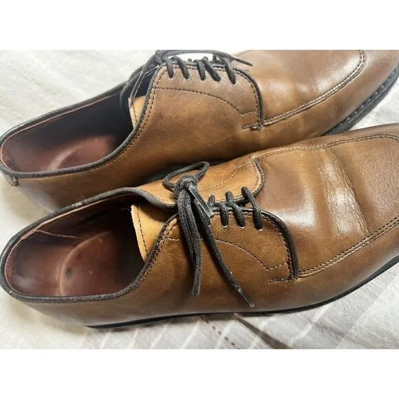 Allen Edmonds Delray Split Toe dress shoes tan walnut brown 7.5