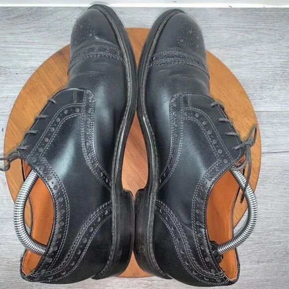 Allen Edmonds Men 10.5 Cape Toe Oxford Dress Shoes Port Washington Black Leather