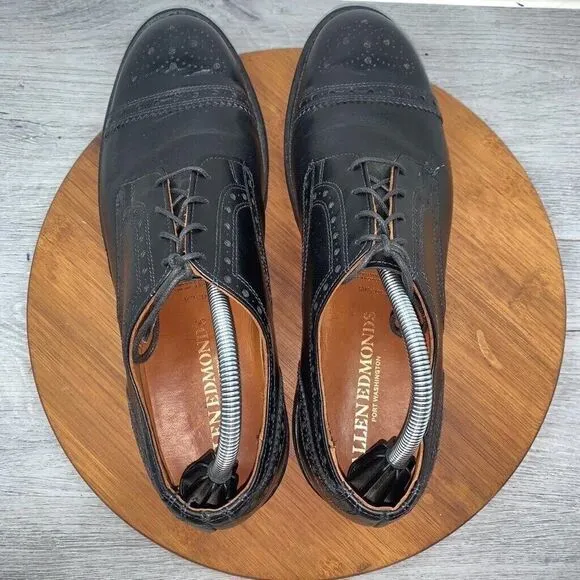 Allen Edmonds Men 10.5 Cape Toe Oxford Dress Shoes Port Washington Black Leather