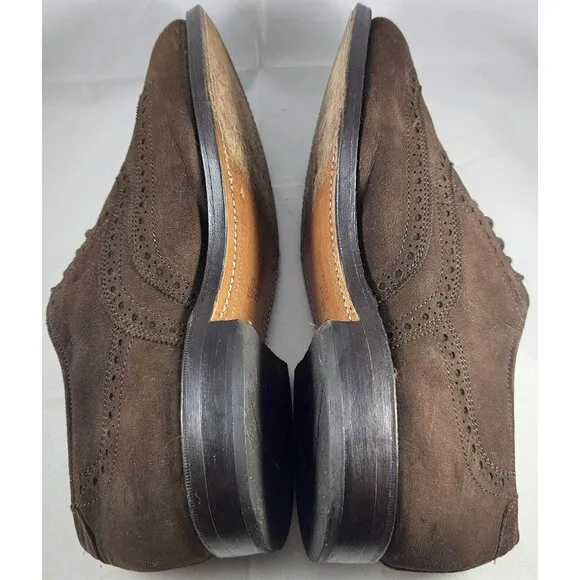 Allen Edmonds Men's Chester Mocha Wingtip Suede Oxford Shoes Size 5.5E