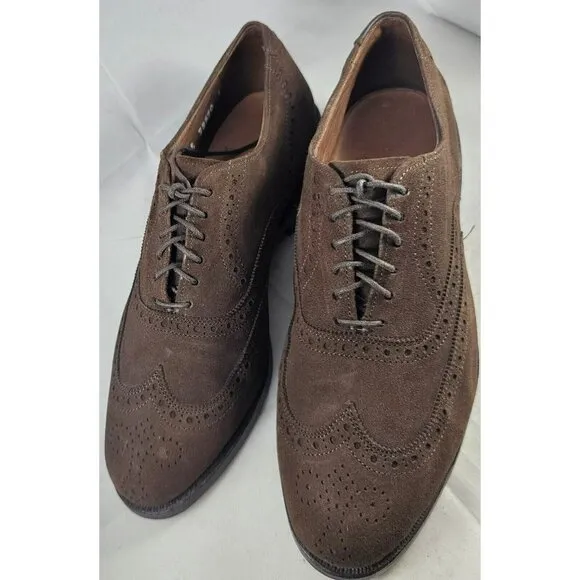 Allen Edmonds Men's Chester Mocha Wingtip Suede Oxford Shoes Size 5.5E