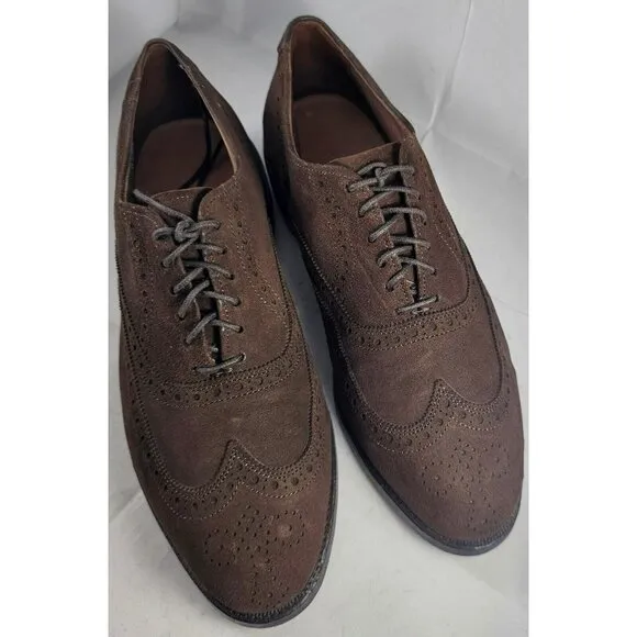 Allen Edmonds Men's Chester Mocha Wingtip Suede Oxford Shoes Size 5.5E