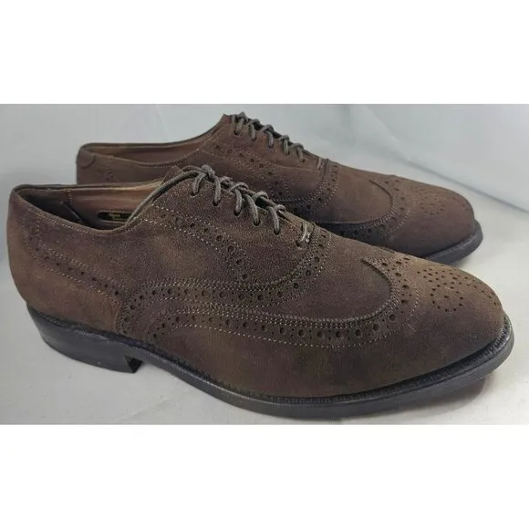 Allen Edmonds Men's Chester Mocha Wingtip Suede Oxford Shoes Size 5.5E