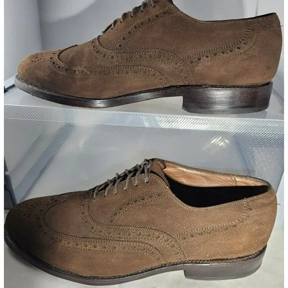 Allen Edmonds Men's Chester Mocha Wingtip Suede Oxford Shoes Size 5.5E
