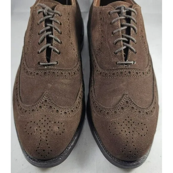 Allen Edmonds Men's Chester Mocha Wingtip Suede Oxford Shoes Size 5.5E
